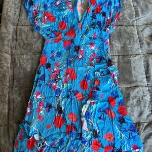 Zara Asymmetrical Dress in Blue and Red Floral